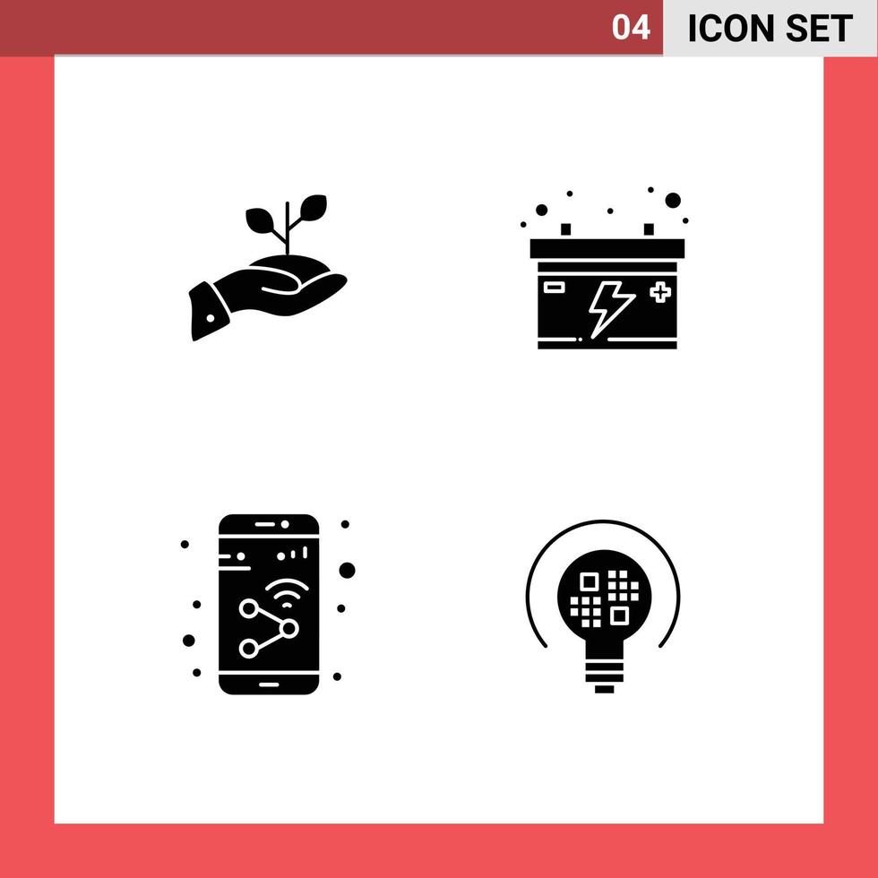Universal Icon Symbols Group of 4 Modern Solid Glyphs of growth car finance payment device Editable Vector Design Elements