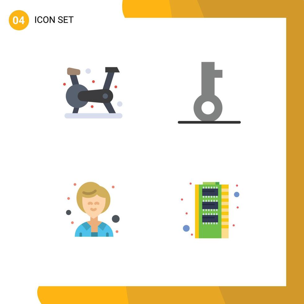 4 Flat Icon concept for Websites Mobile and Apps cycling female gym password hardware Editable Vector Design Elements
