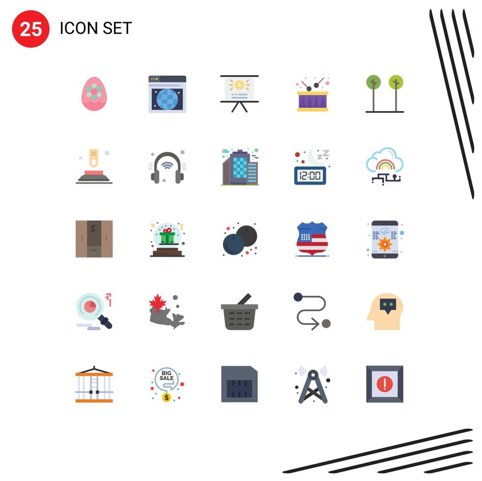 Set of 25 Modern UI Icons Symbols Signs for nature eco business music instrument Editable Vector Design Elements