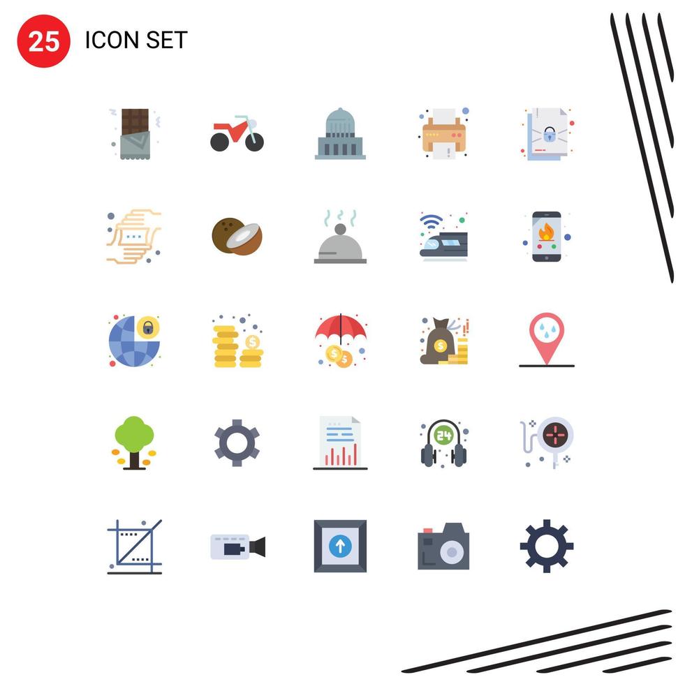Pictogram Set of 25 Simple Flat Colors of hands frame usa protection document Editable Vector Design Elements