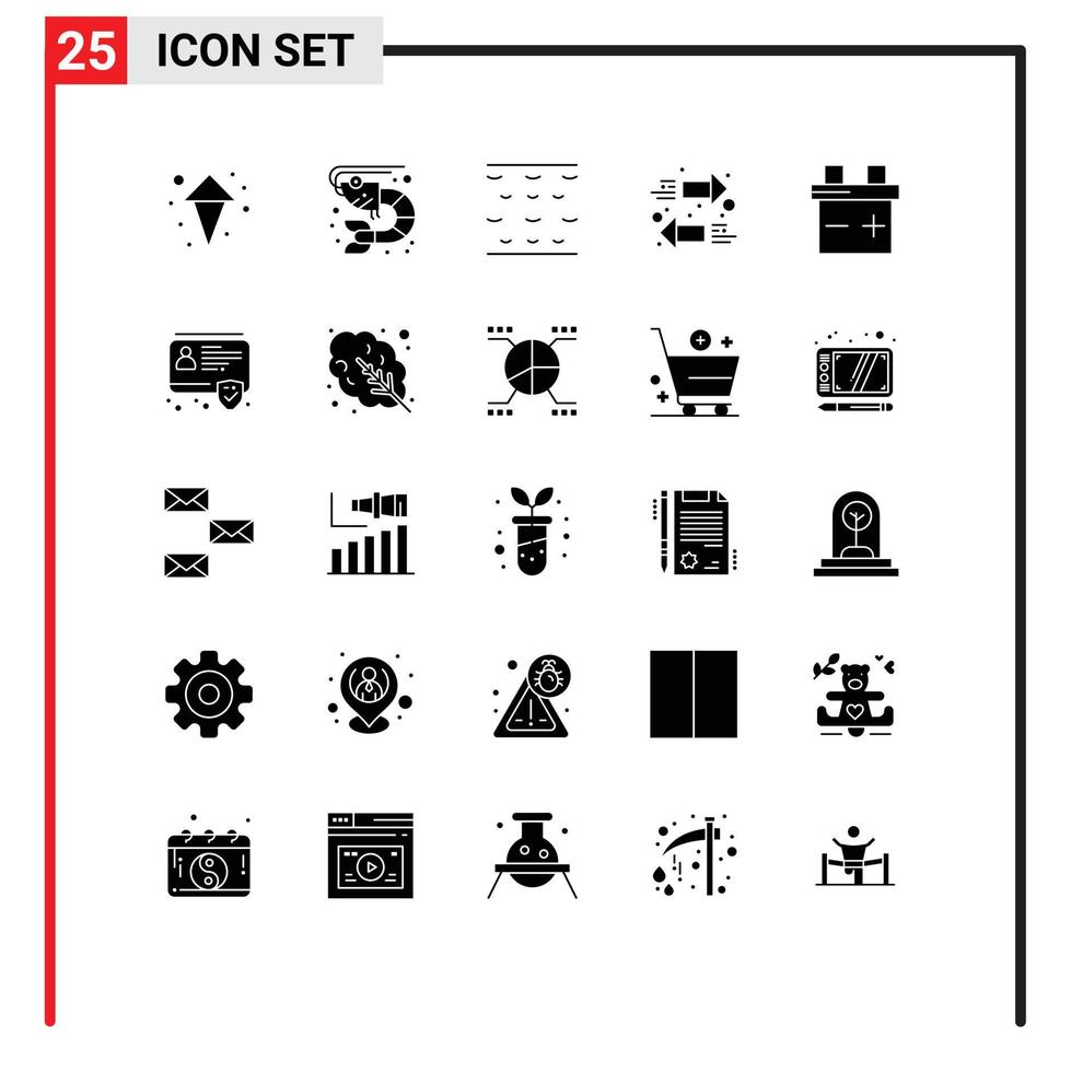 Pictogram Set of 25 Simple Solid Glyphs of id id water car exchange Editable Vector Design Elements