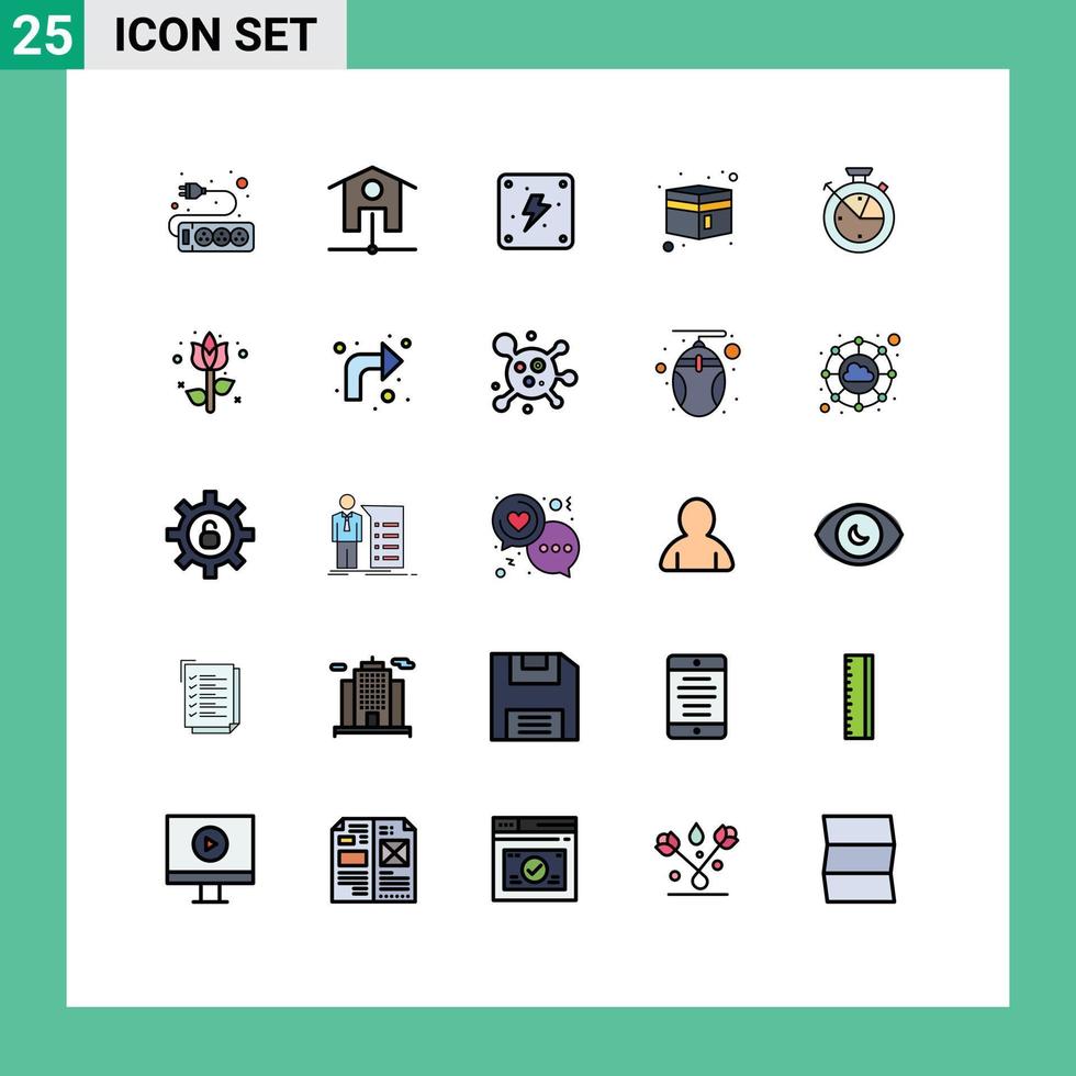 25 Creative Icons Modern Signs and Symbols of decoration clock power time ramadan Editable Vector Design Elements