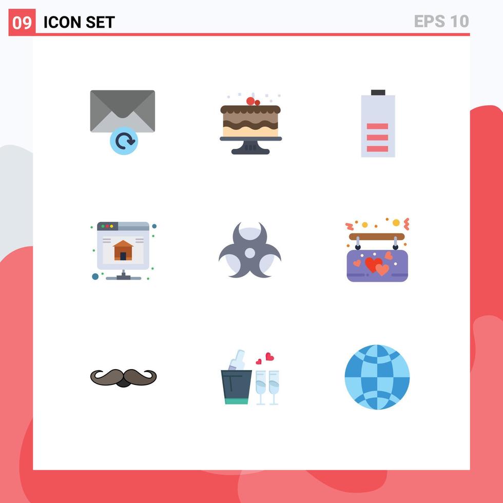 9 Thematic Vector Flat Colors and Editable Symbols of physic server electric hosting backup Editable Vector Design Elements