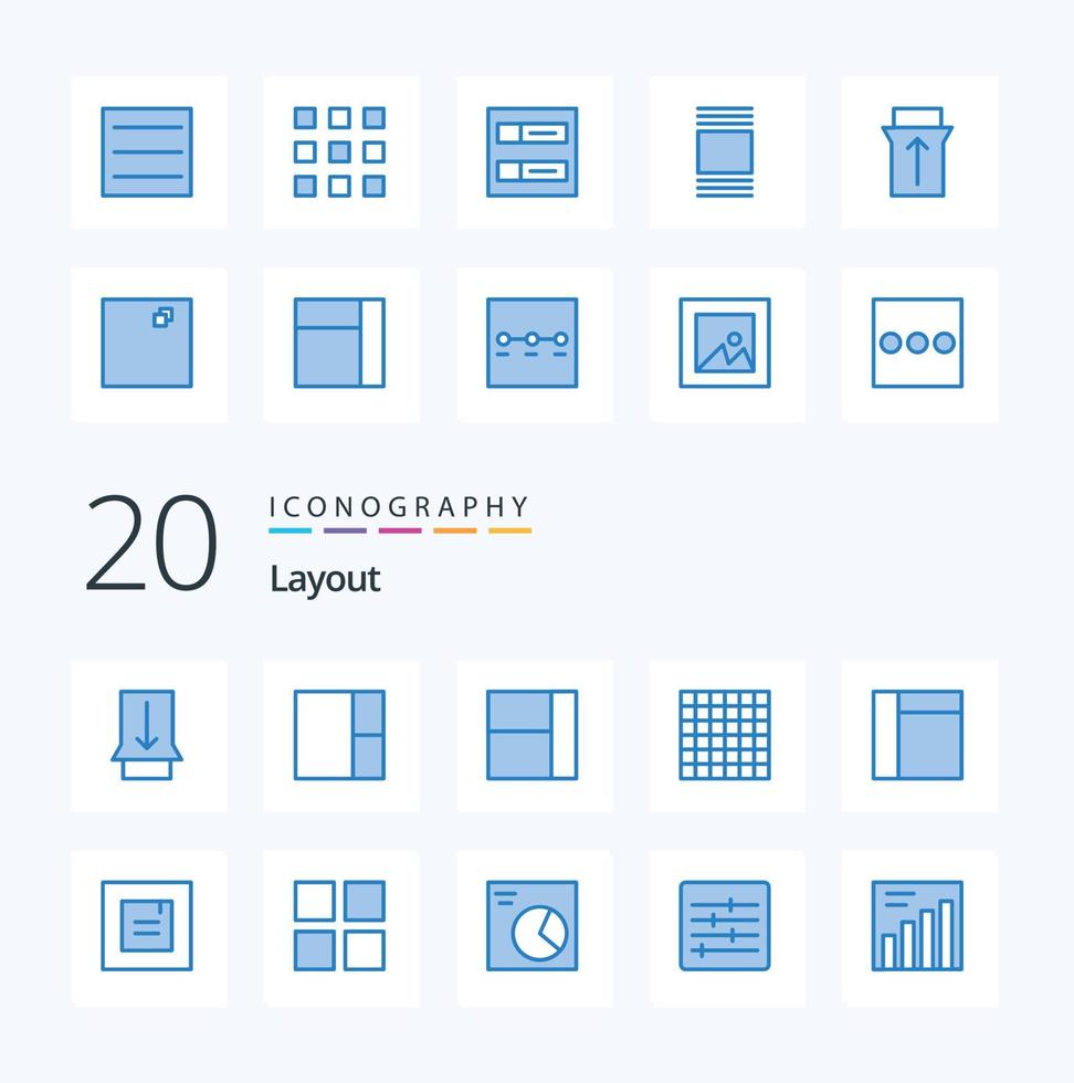 20 Layout Blue Color icon Pack like layout grid thumbnails view touch vector