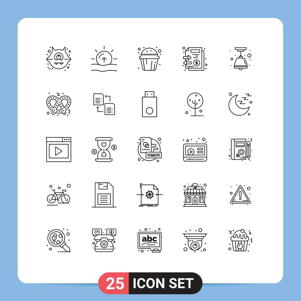 Set of 25 Commercial Lines pack for light bulb electric cup money files Editable Vector Design Elements
