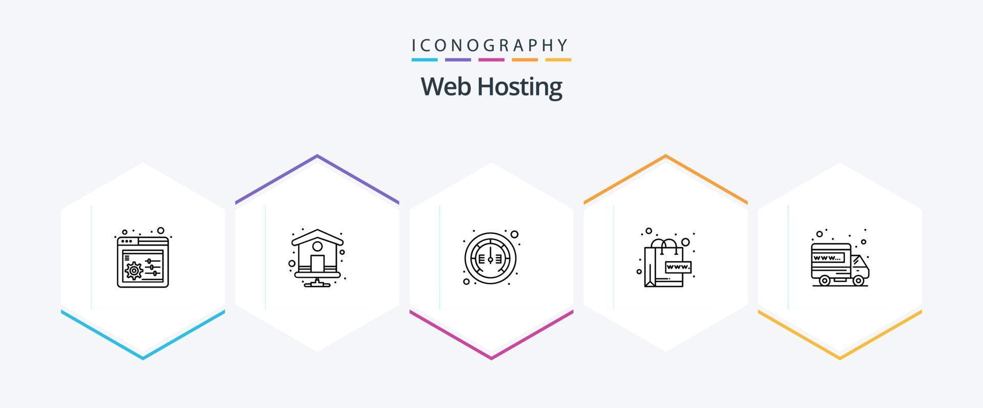Web Hosting 25 Line icon pack including web. hosting. internet. world. online vector