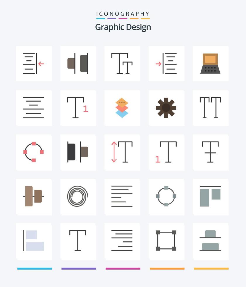 diseño creativo 25 paquete de iconos planos como texto. alinear. texto. hardware. ordenador portátil vector