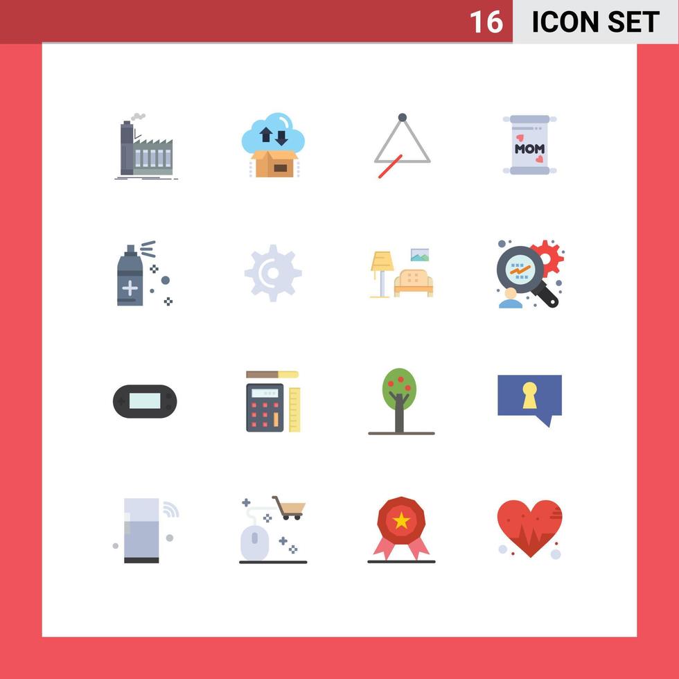 Modern Set of 16 Flat Colors and symbols such as factory arrow manufacturing cloud instrument Editable Pack of Creative Vector Design Elements