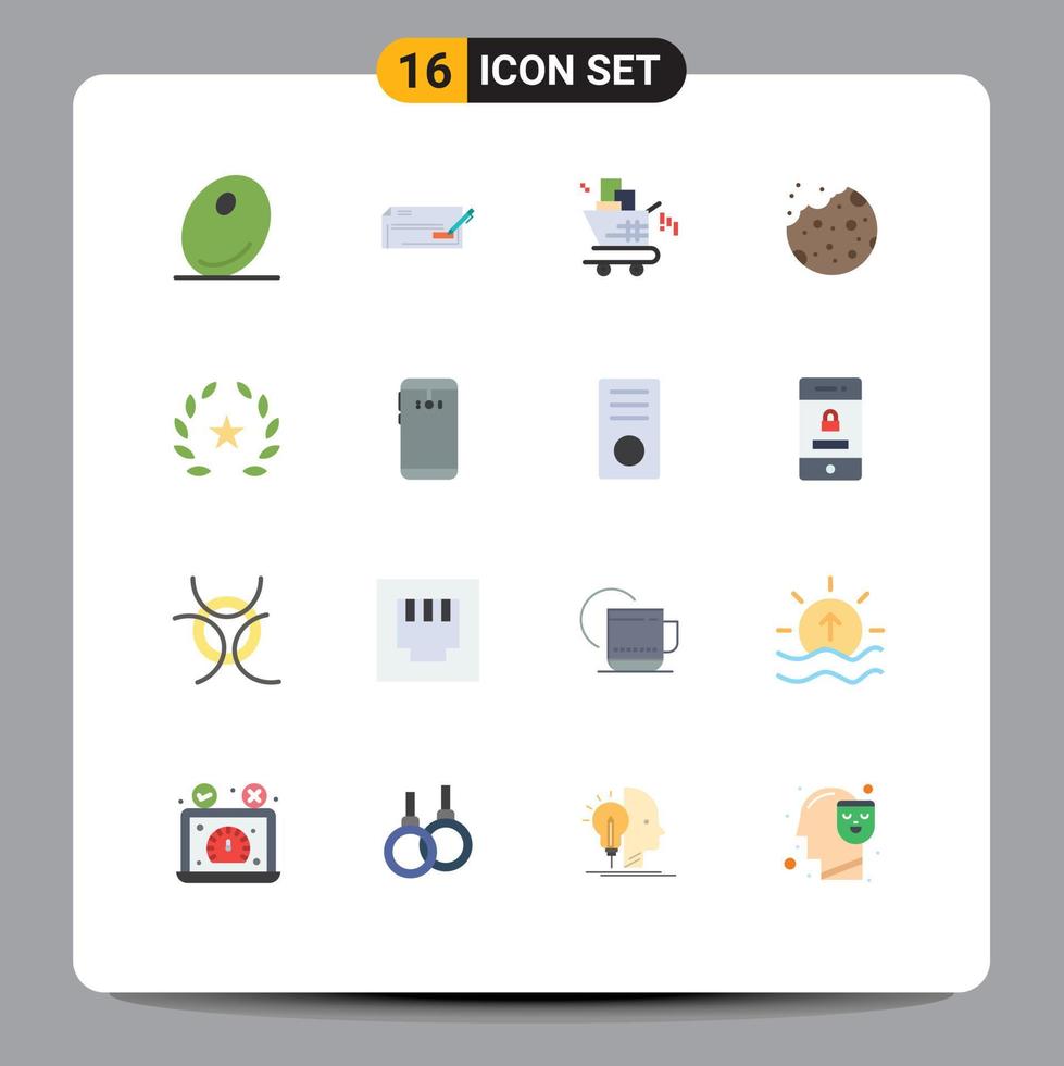 Group of 16 Modern Flat Colors Set for food cart check business seo Editable Pack of Creative Vector Design Elements