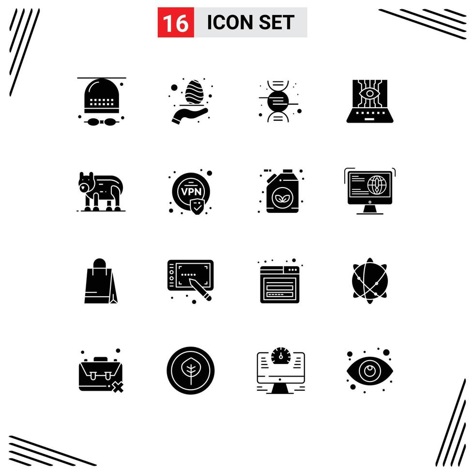 Set of 16 Modern UI Icons Symbols Signs for animal technic care engineering applied science Editable Vector Design Elements