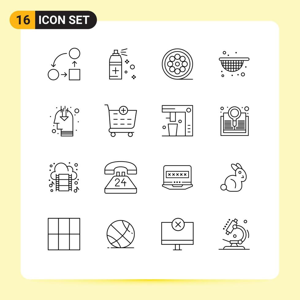 16 Creative Icons Modern Signs and Symbols of opinion idea design food strainer Editable Vector Design Elements