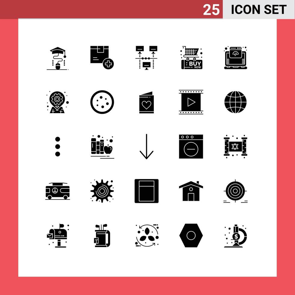 Set of 25 Modern UI Icons Symbols Signs for cloud commerce product buy technology Editable Vector Design Elements