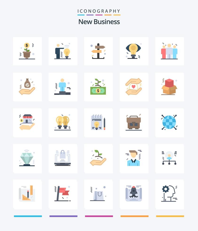 paquete de iconos planos de 25 nuevos negocios creativos como competitivo. negocio. negocio. idea. ojo vector