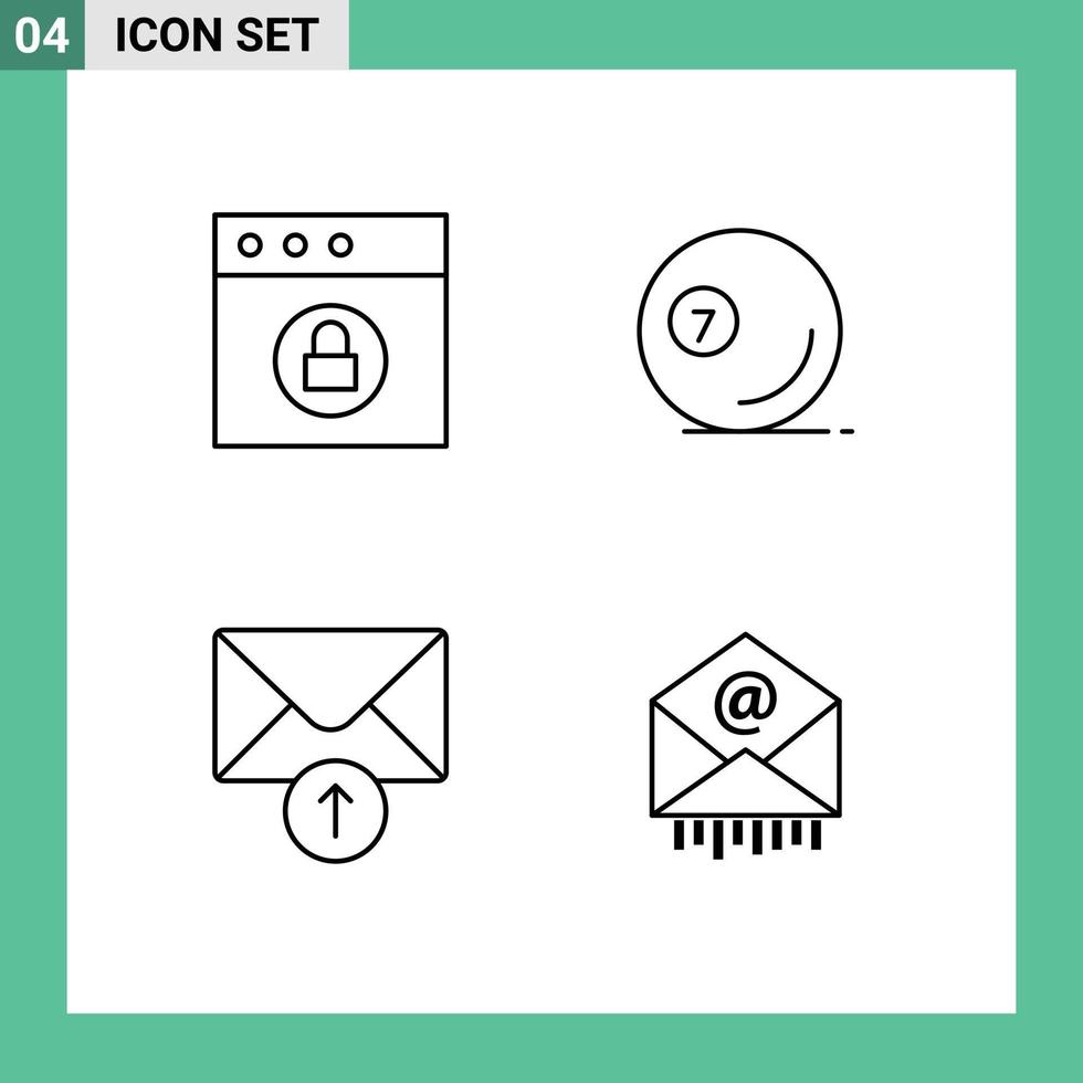 Set of 4 Modern UI Icons Symbols Signs for app message game pool e Editable Vector Design Elements