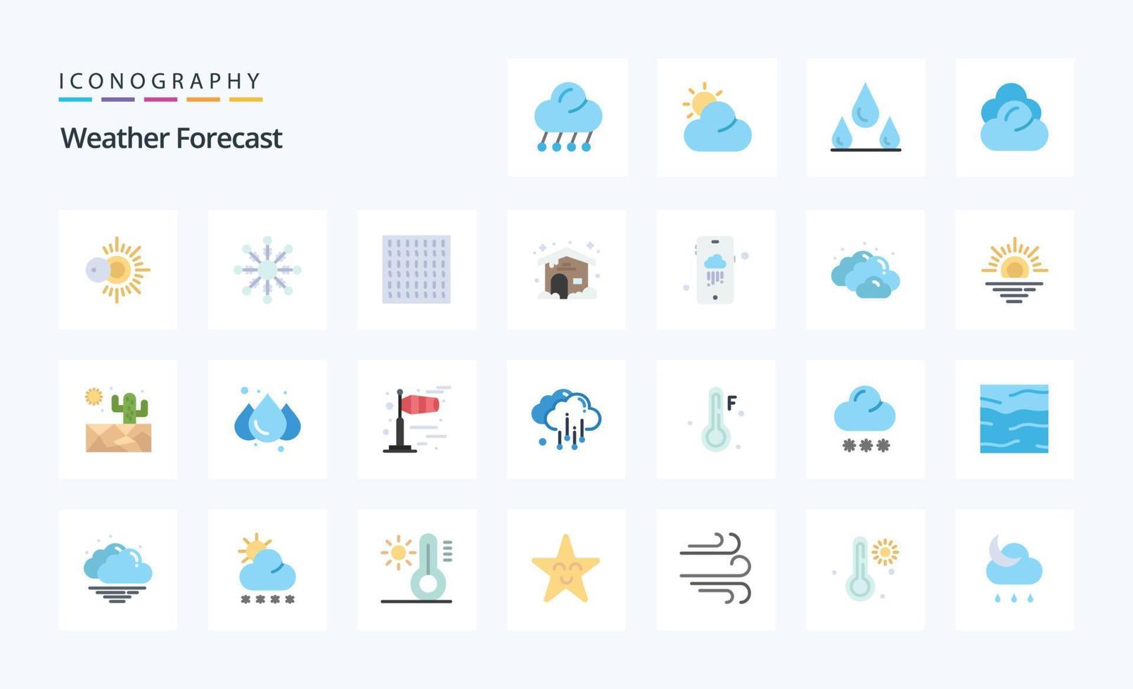 25 Weather Flat color icon pack vector