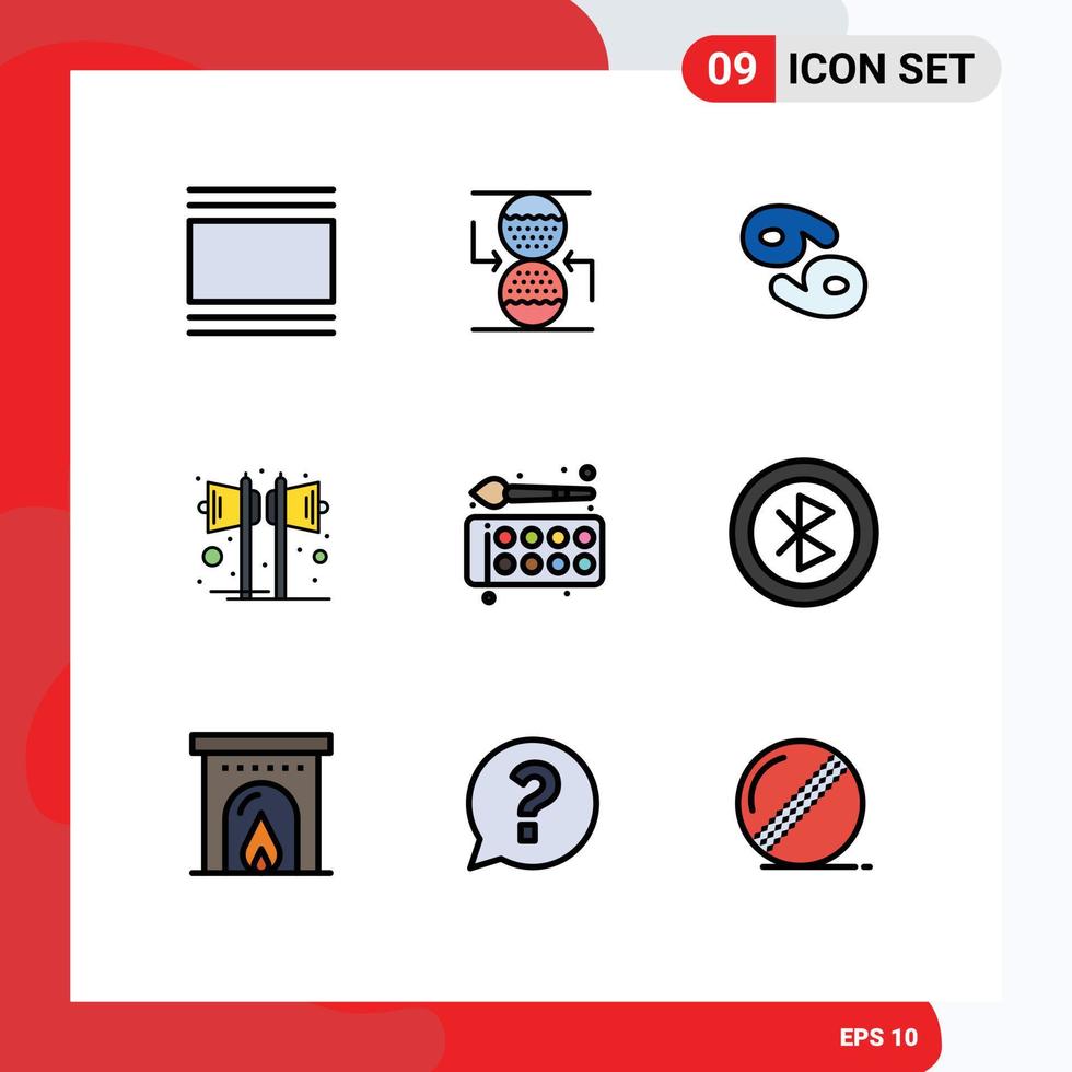 Universal Icon Symbols Group of 9 Modern Filledline Flat Colors of speaker party sandclock music greece Editable Vector Design Elements