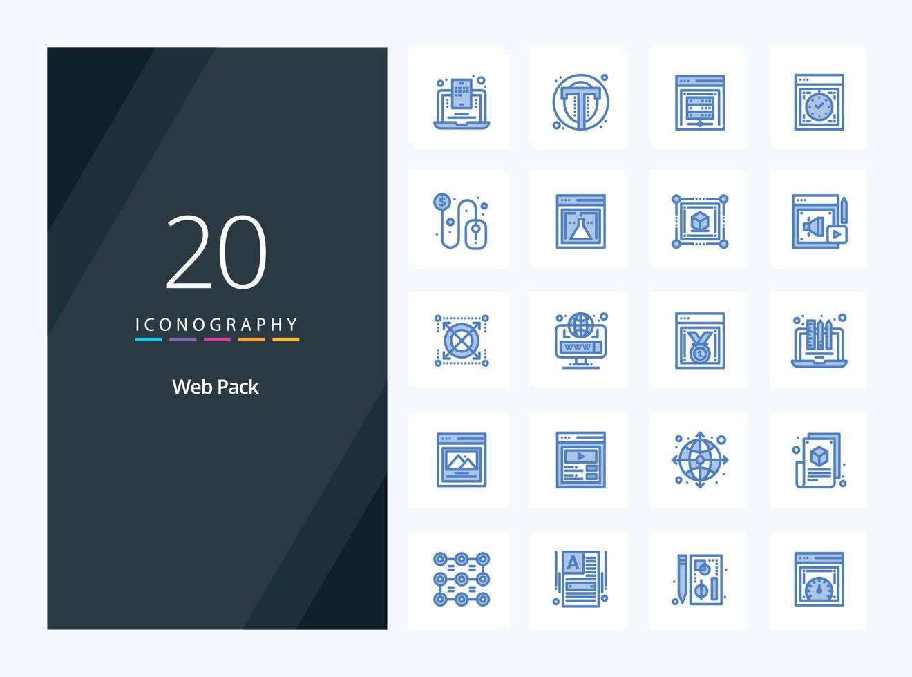 20 Web Pack Blue Color icon for presentation vector