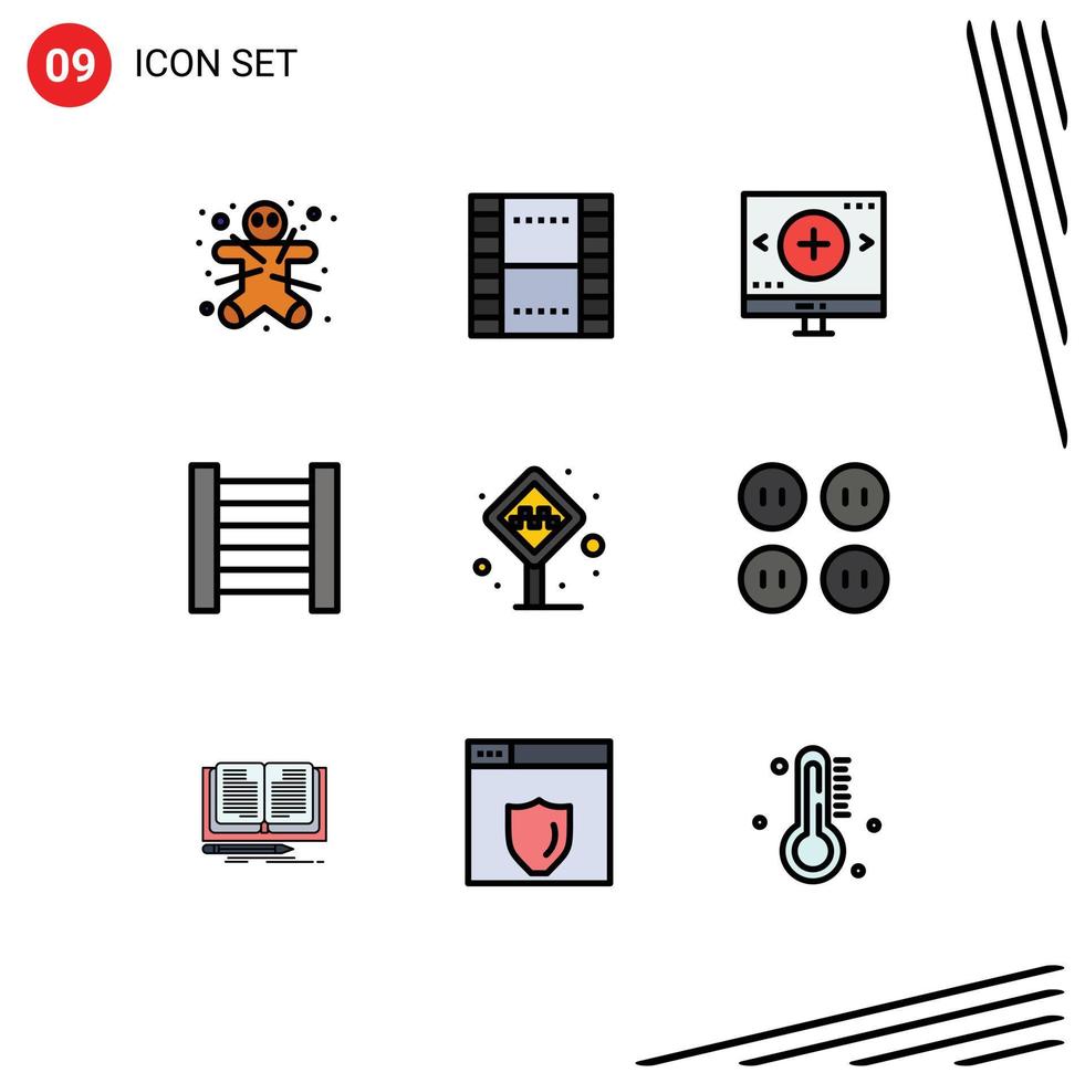 Stock Vector Icon Pack of 9 Line Signs and Symbols for stand airport ux ladder magnifier Editable Vector Design Elements