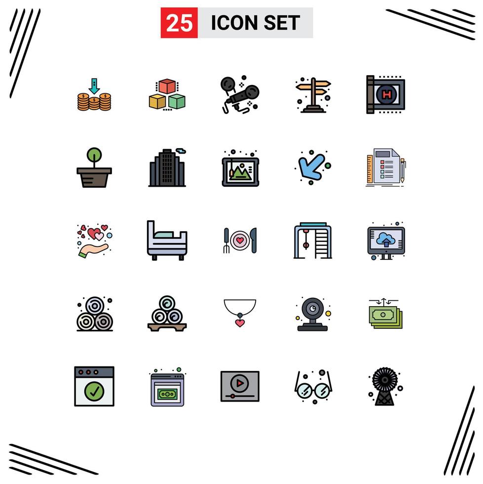 Mobile Interface Filled line Flat Color Set of 25 Pictograms of healthcare sign shepping navigation singing Editable Vector Design Elements