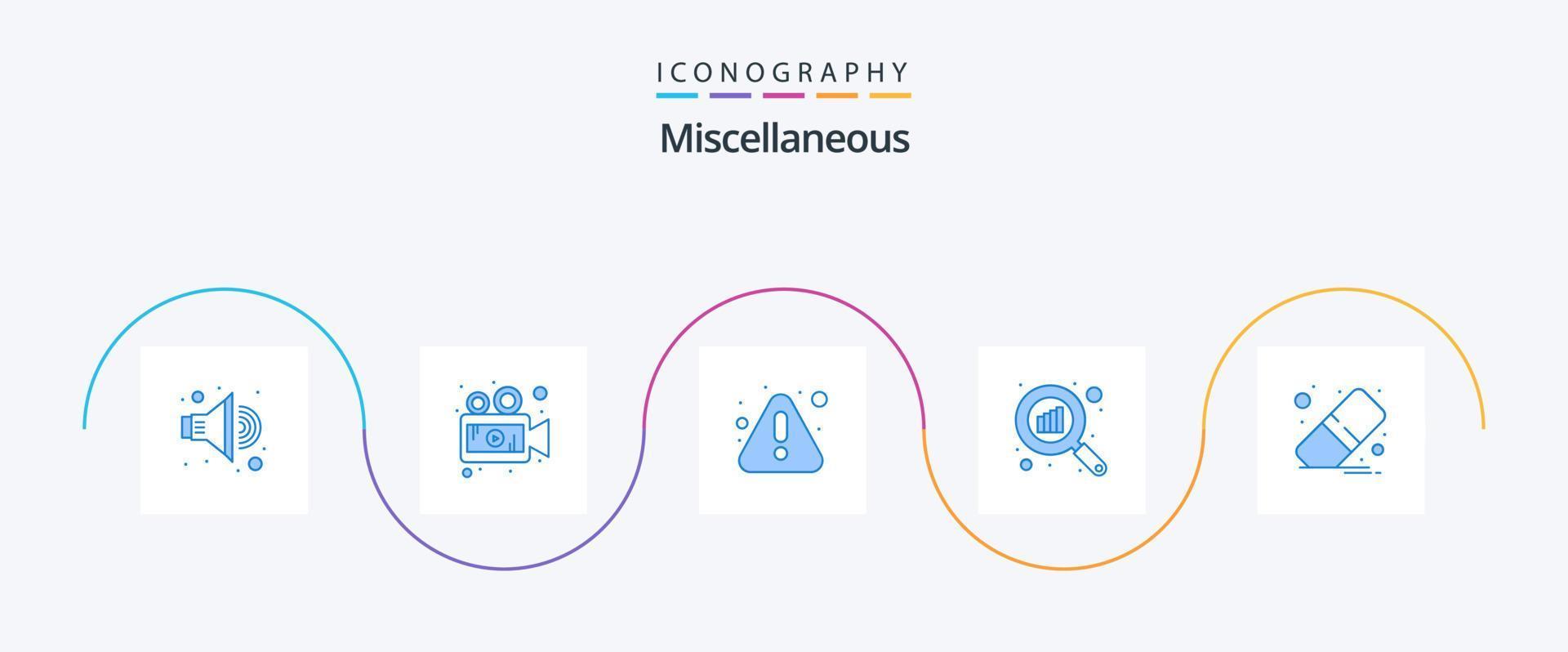 Miscellaneous Blue 5 Icon Pack Including eraser. search. error. scan. graph vector