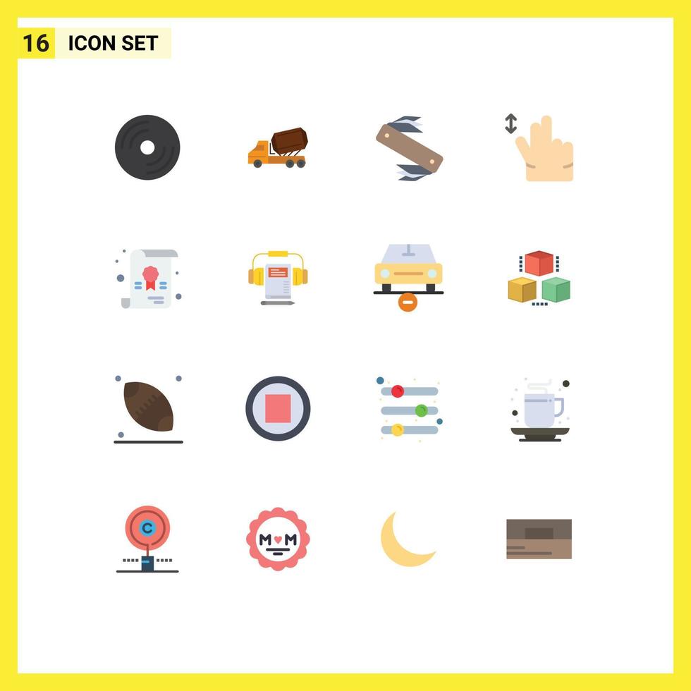 Universal Icon Symbols Group of 16 Modern Flat Colors of devices roller laptop cement army Editable Pack of Creative Vector Design Elements