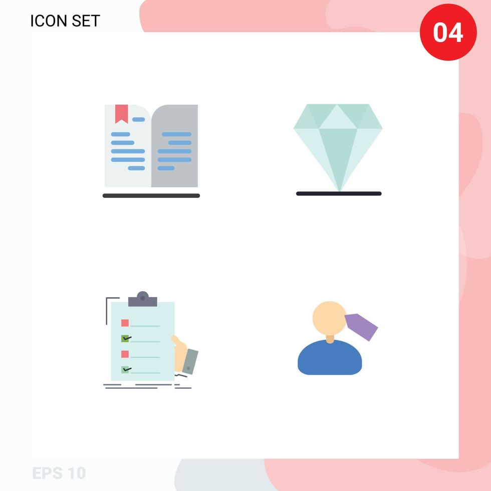 conjunto moderno de 4 iconos planos pictograma de elementos de diseño vectorial editables de lista rica de notas de verificación de regreso a la escuela vector