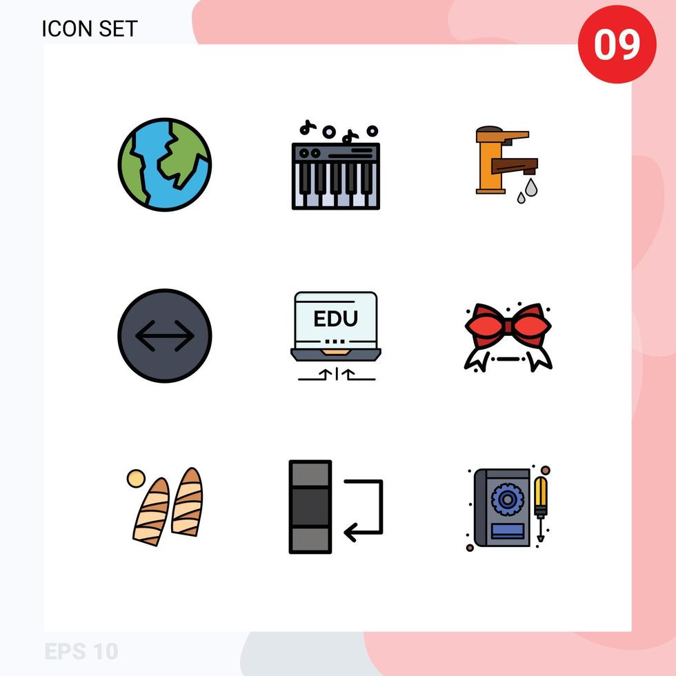 conjunto de 9 iconos de interfaz de usuario modernos símbolos signos para educación hardware agua portátil deslizar elementos de diseño vectorial editables vector