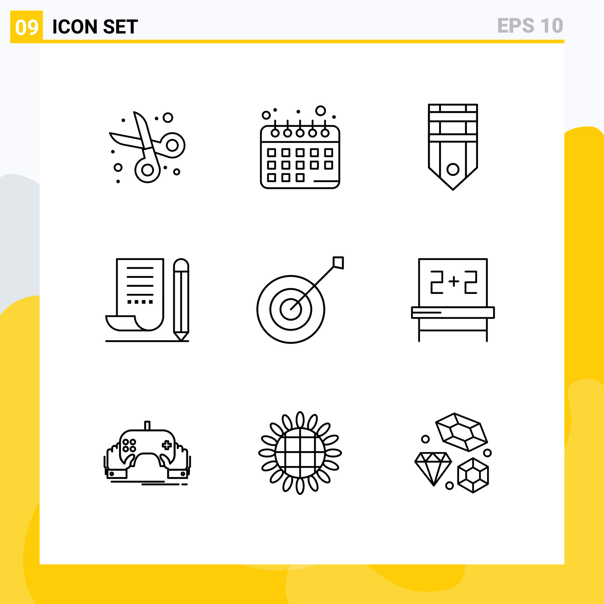 9 Universal Outlines Set for  and Mobile Applications scratch pad