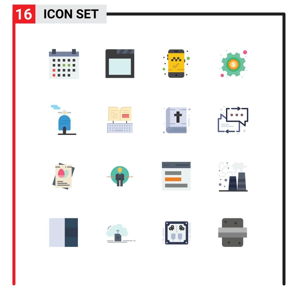 Modern Set of 16 Flat Colors and symbols such as calendar mobile app event tabs money Editable Pack of Creative Vector Design Elements