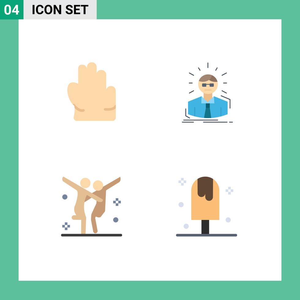 paquete de interfaz de usuario de 4 iconos planos básicos de grab dance empleado hombre de negocios elementos de diseño vectorial editables en frío vector