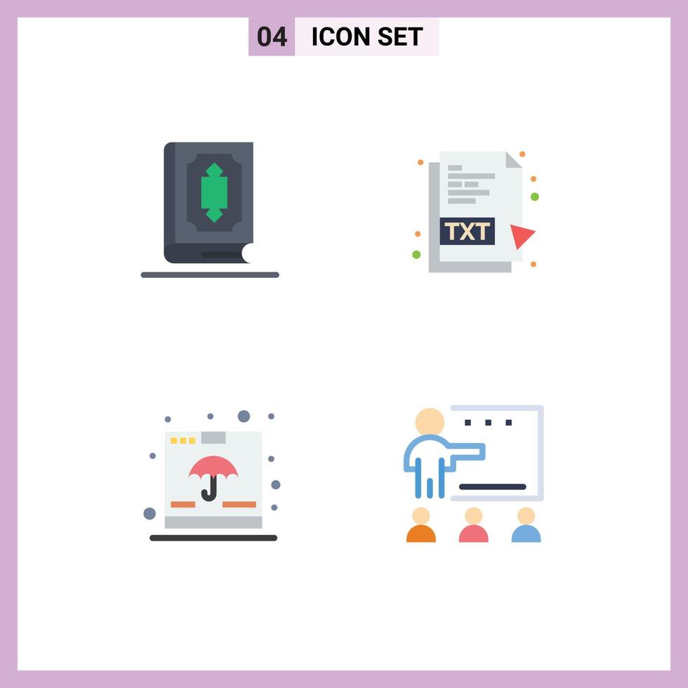 Flat Icon Pack of 4 Universal Symbols of quran box ramadhan txt file fragile Editable Vector Design Elements