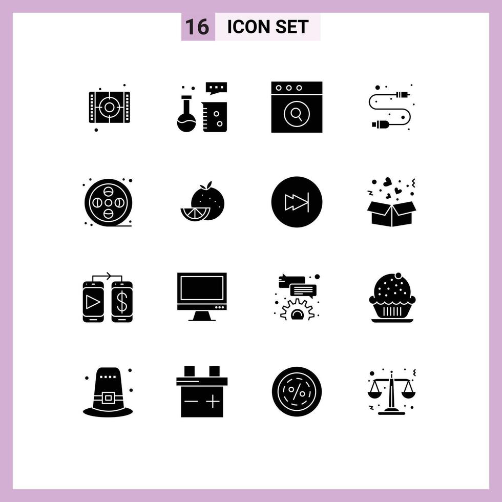 Set of 16 Modern UI Icons Symbols Signs for art wire science lab usb cable Editable Vector Design Elements
