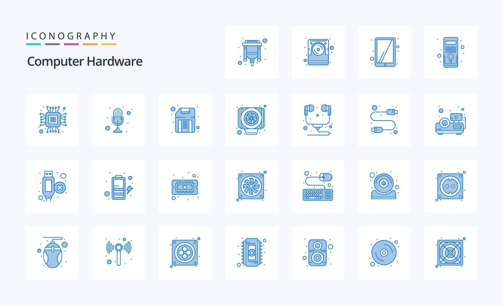 paquete de iconos azules de hardware de 25 computadoras vector