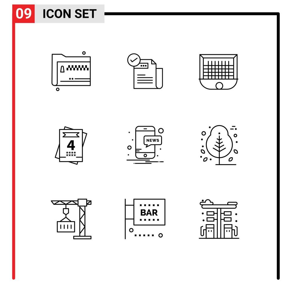 Modern Set of 9 Outlines and symbols such as wedding invitation featured soccer goalpost Editable Vector Design Elements