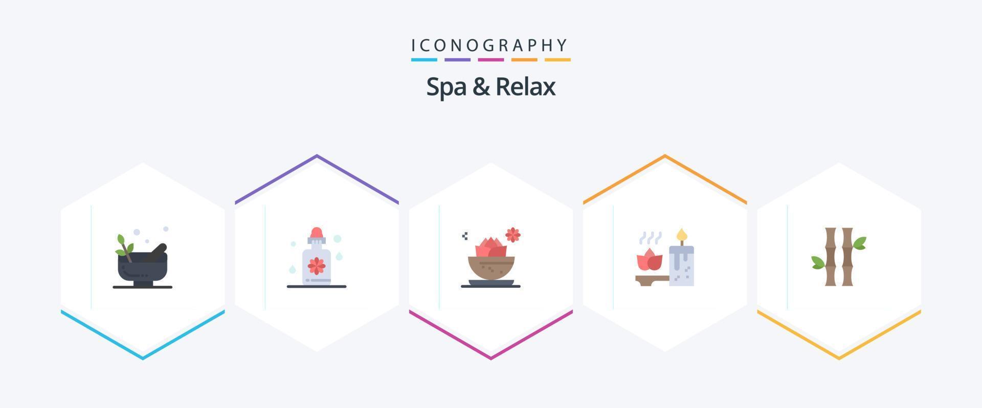 Spa And Relax 25 Flat icon pack including forest. spa. local. relaxation. aromatherapy vector
