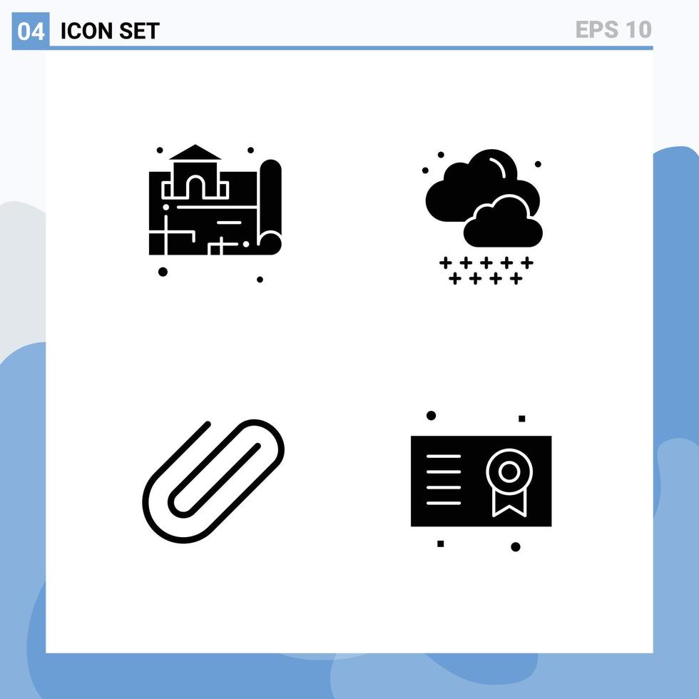 Mobile Interface Solid Glyph Set of Pictograms of estate clip real weather academic degree Editable Vector Design Elements