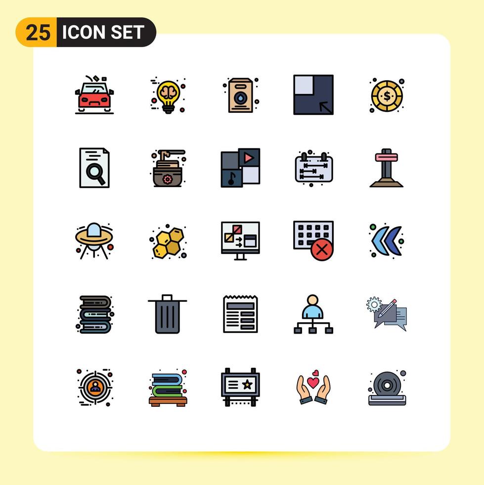 Set of 25 Modern UI Icons Symbols Signs for money currency milk coin turn Editable Vector Design Elements