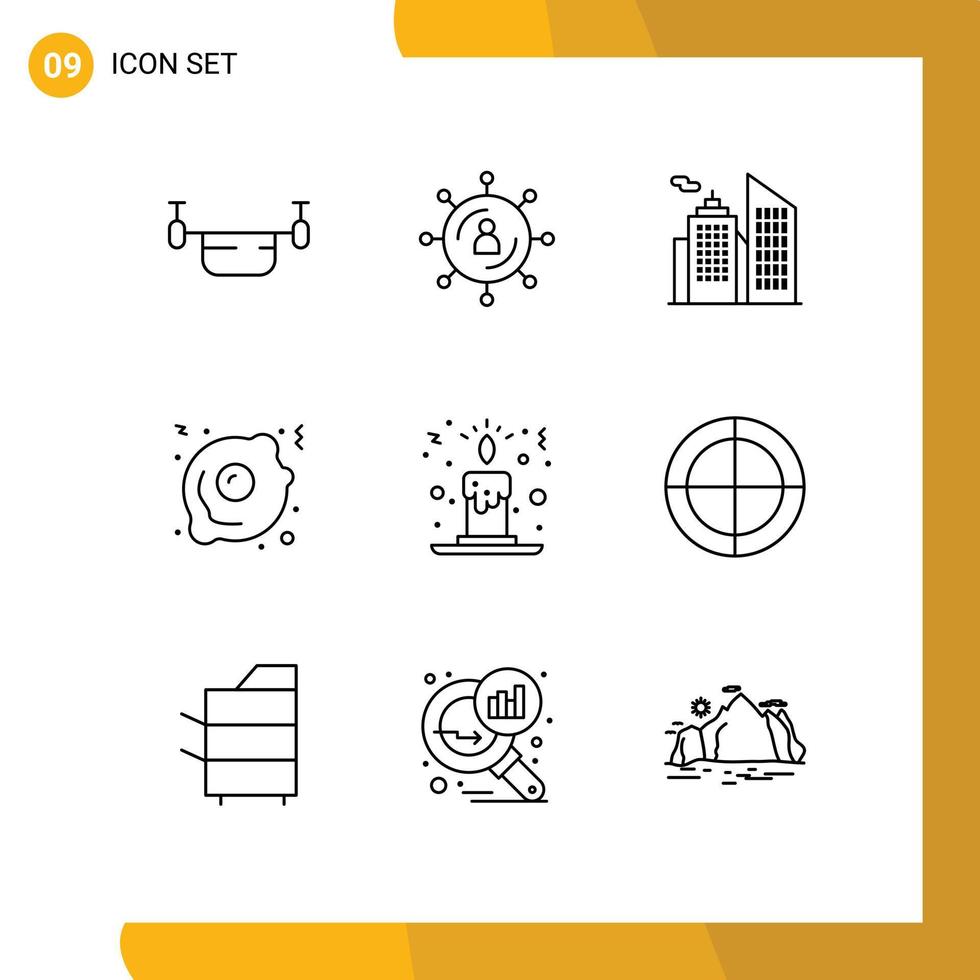 Modern Set of 9 Outlines Pictograph of christmas food network fast food office Editable Vector Design Elements