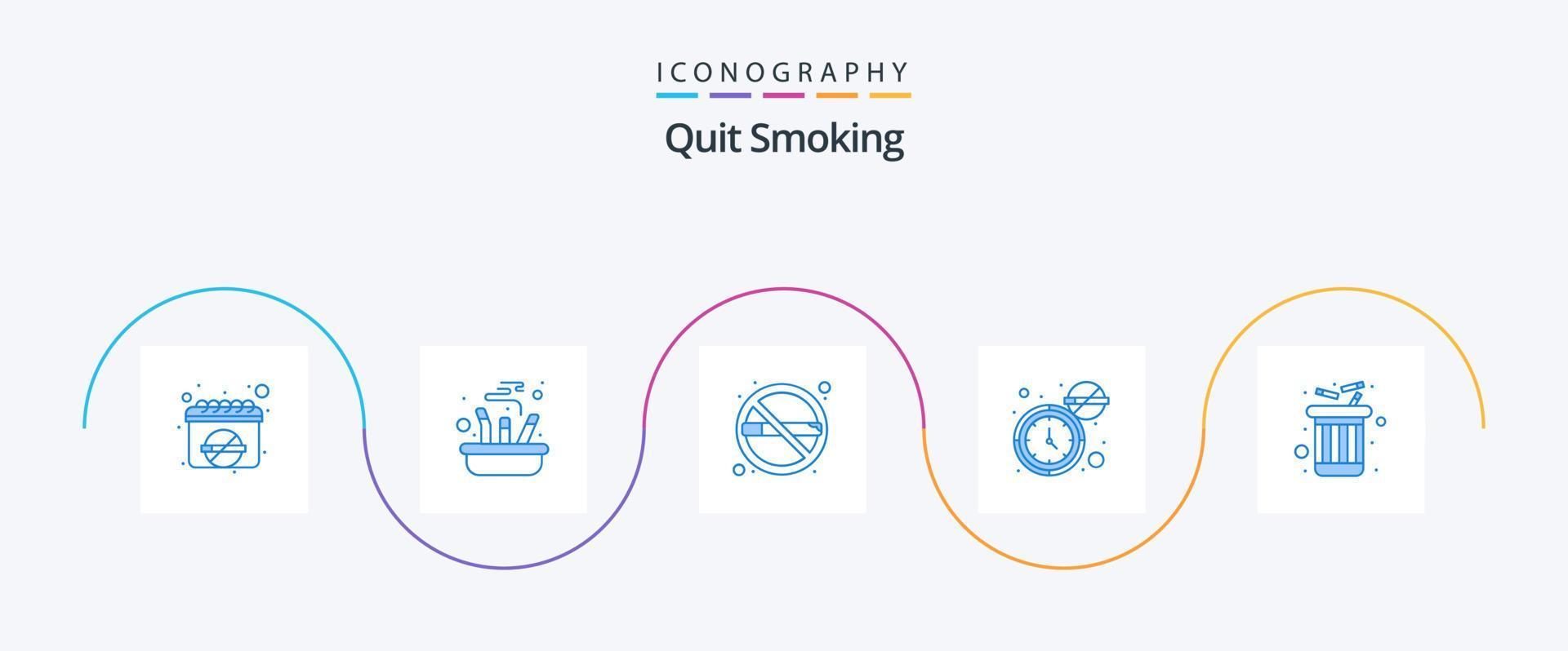 Quit Smoking Blue 5 Icon Pack Including time. quit smoking. put. cigarette. cigarette vector