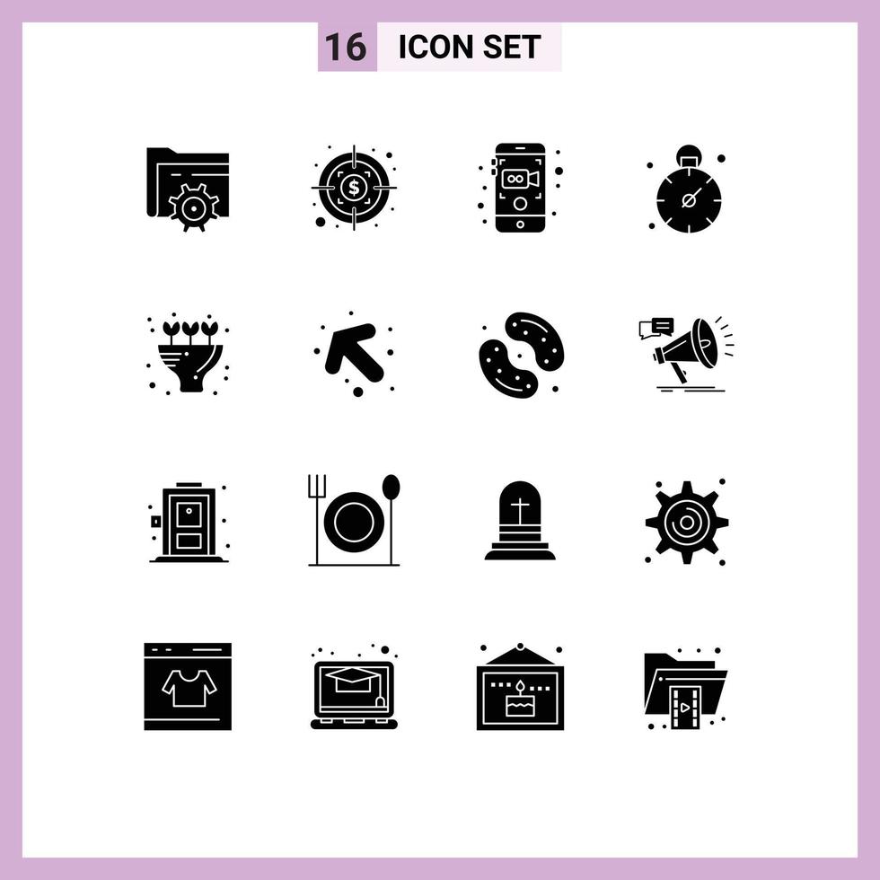 conjunto de 16 iconos de interfaz de usuario modernos símbolos signos para flores de flecha gestión de ramo móvil elementos de diseño vectorial editables vector