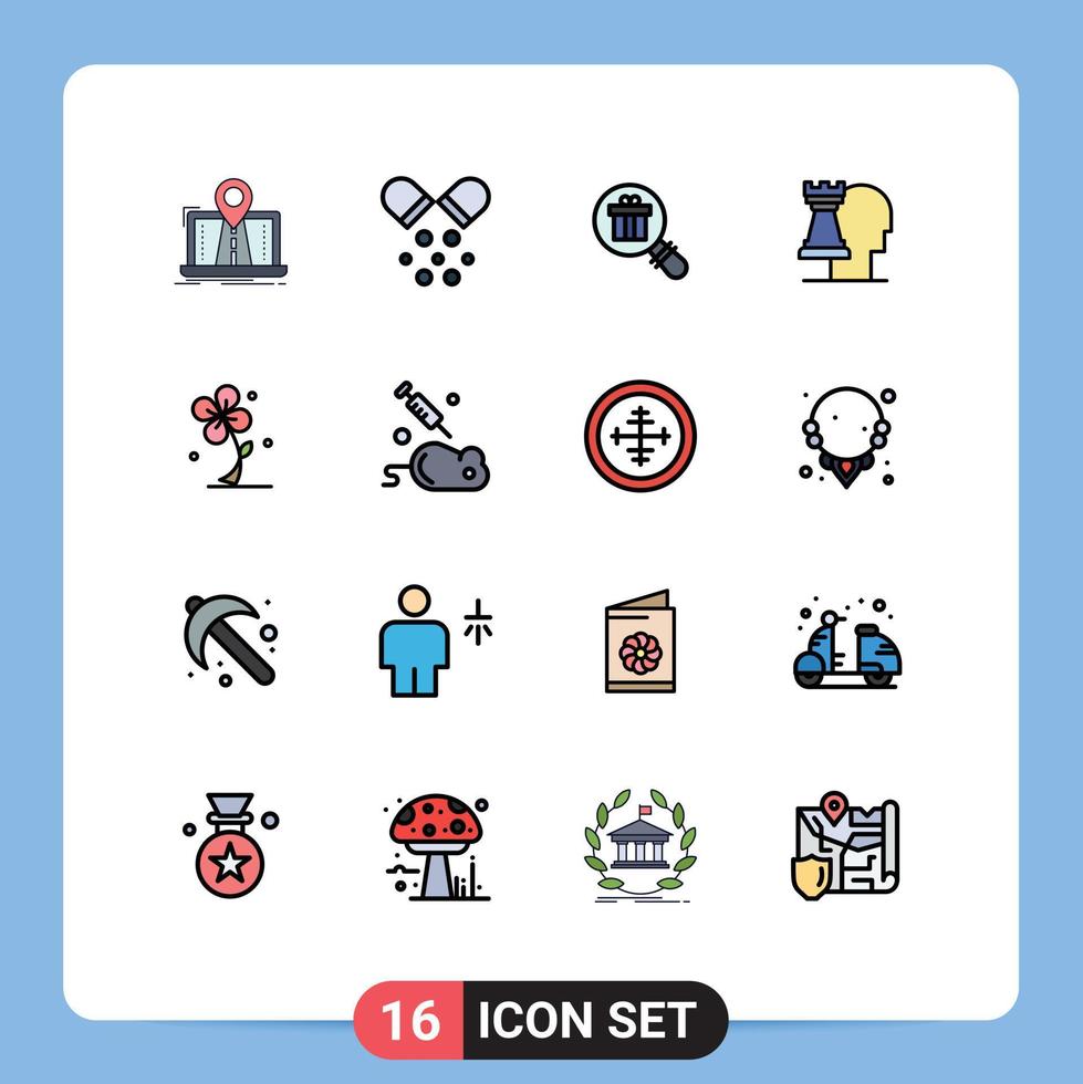 Set of 16 Modern UI Icons Symbols Signs for flora modern pills decisions shopping Editable Creative Vector Design Elements