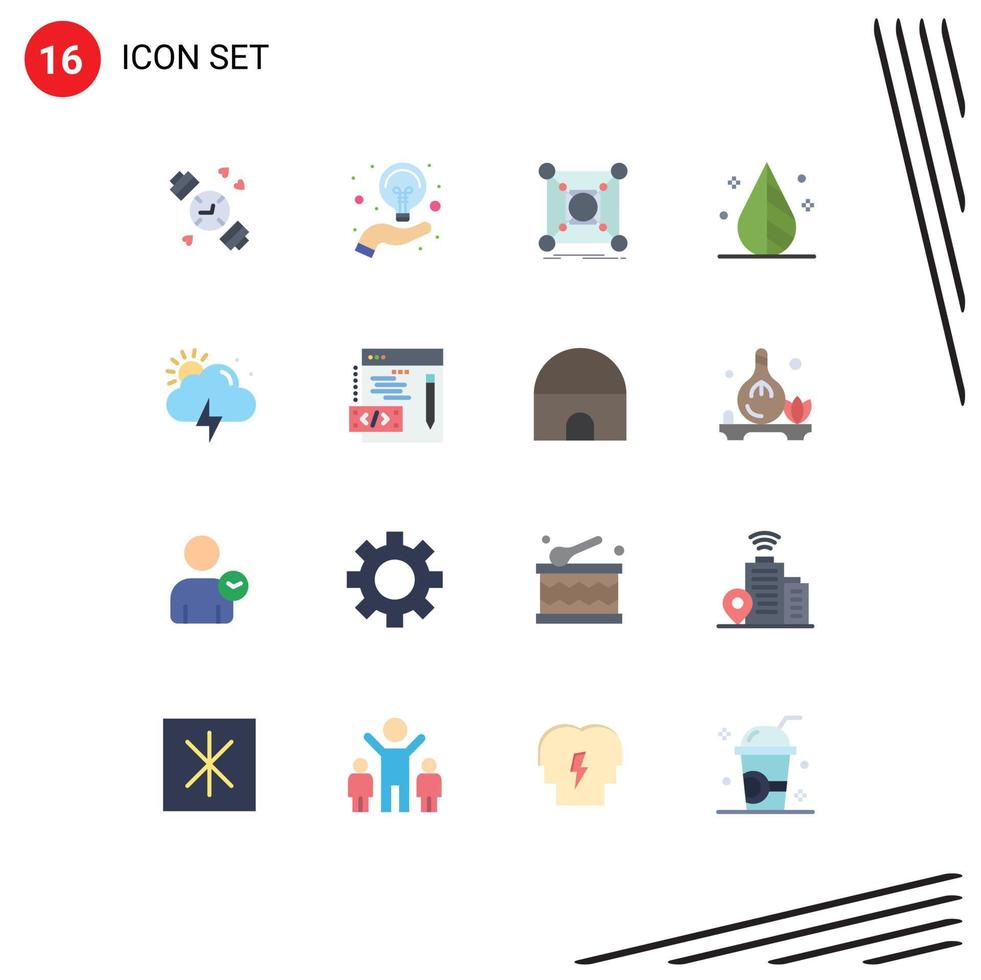Group of 16 Flat Colors Signs and Symbols for watch connection bulb idea hub Editable Pack of Creative Vector Design Elements
