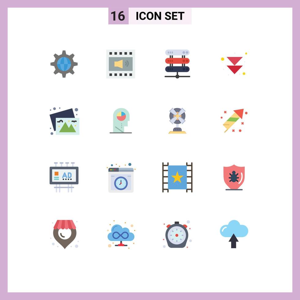 16 Universal Flat Colors Set for Web and Mobile Applications security computing internet open volume network Editable Pack of Creative Vector Design Elements