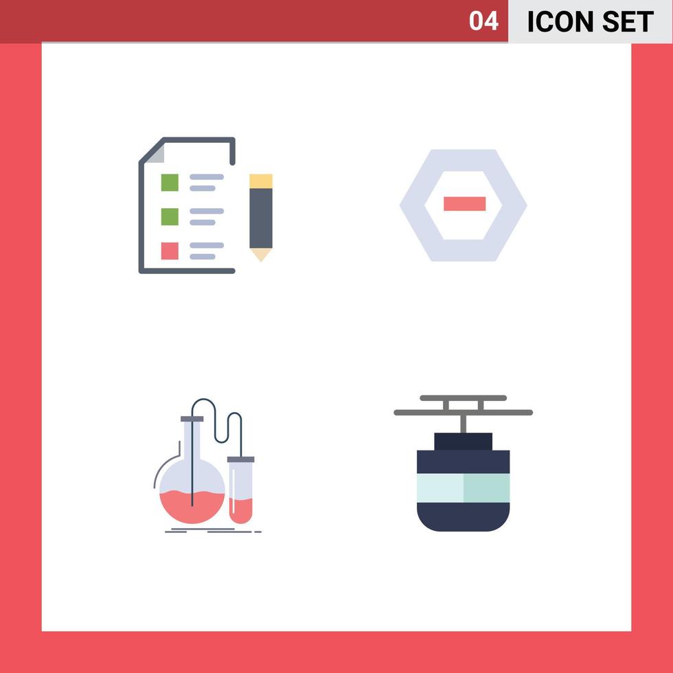 4 Universal Flat Icon Signs Symbols of education analysis science negative flask Editable Vector Design Elements