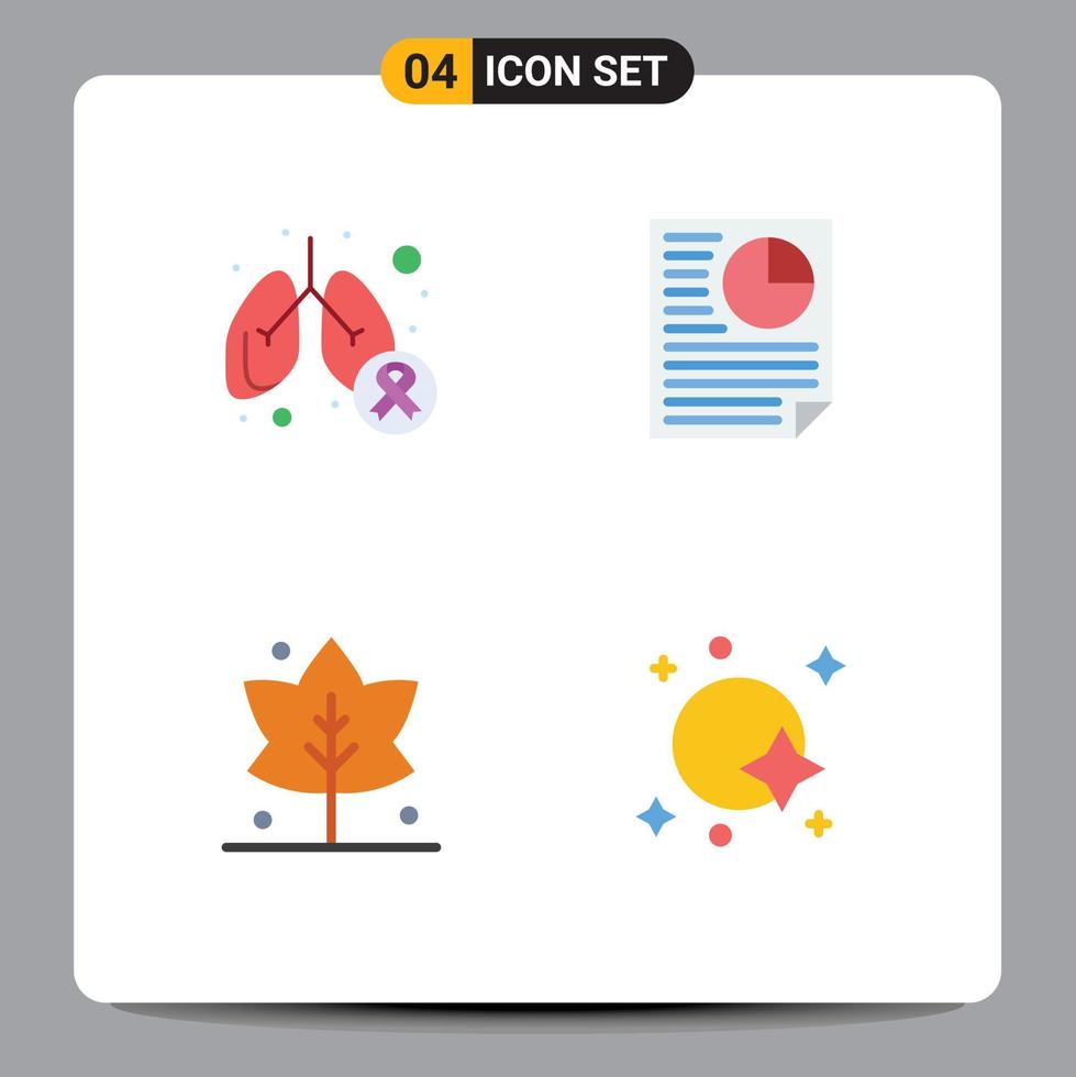 User Interface Pack of 4 Basic Flat Icons of cancer leaf lungs cancer document giving Editable Vector Design Elements