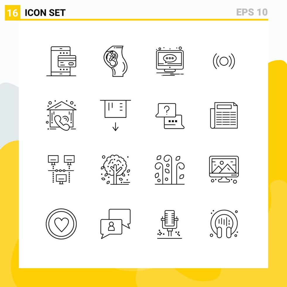 16 Creative Icons Modern Signs and Symbols of signal basic obstetrics screen message Editable Vector Design Elements