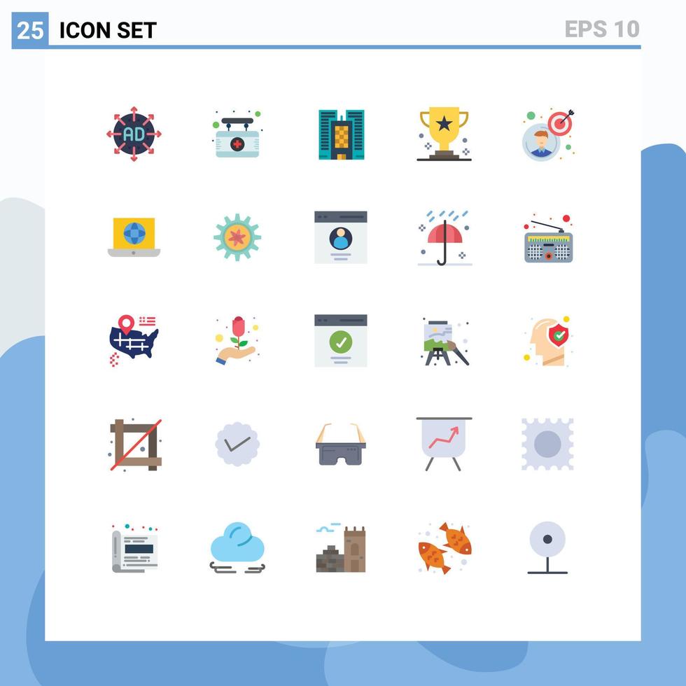 Group of 25 Flat Colors Signs and Symbols for business prize sign game