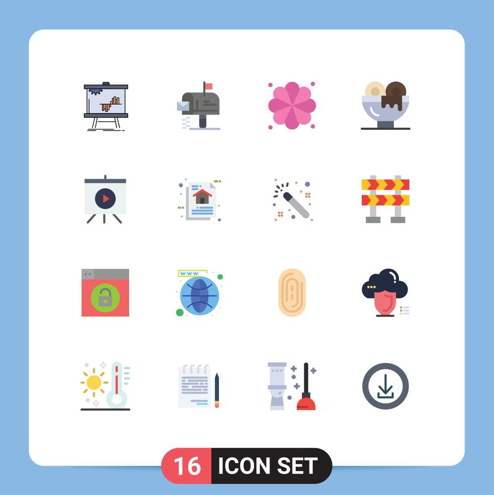 grupo de símbolos de iconos universales de 16 colores planos modernos de elemento de correo de gráfico de plumeria de negocios paquete editable de elementos de diseño de vectores creativos