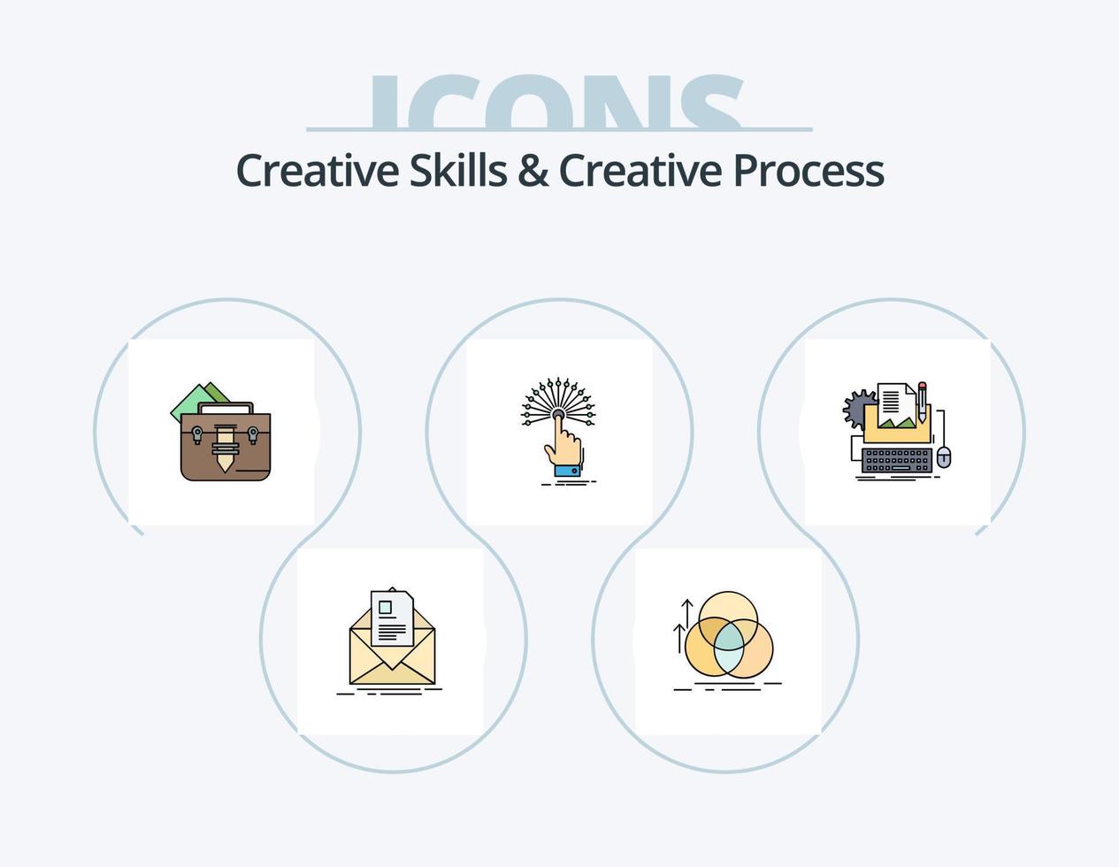 Creative Skills And Creative Process Line Filled Icon Pack 5 Icon Design. leadership. team. folder. growth. eye vector
