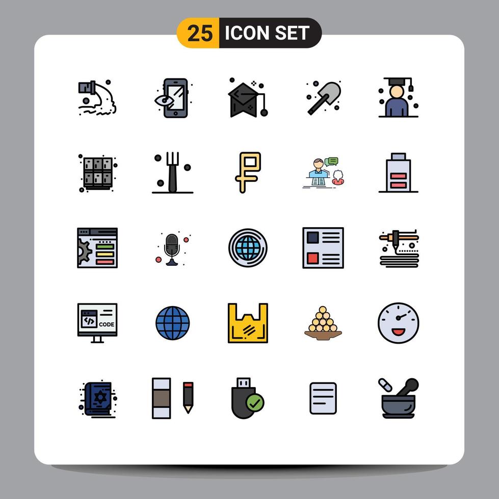 Universal Icon Symbols Group of 25 Modern Filled line Flat Colors of avatar garden education farming student Editable Vector Design Elements
